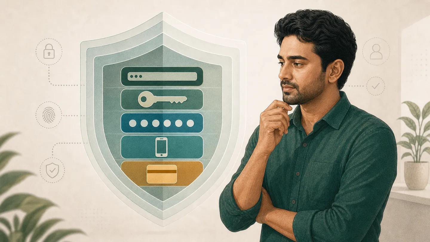 ডোমেইন, পাসওয়ার্ড, OTP, ডিভাইস ও লেনদেনের পাঁচ স্তরের নিরাপত্তা যাচাই
